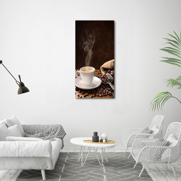 Cuadro decorativo en acrílico brillante vertical Una taza de café
