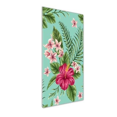Cuadro de metacrilato vertical flores hawaianas