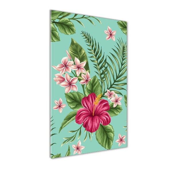 Cuadro de metacrilato vertical flores hawaianas