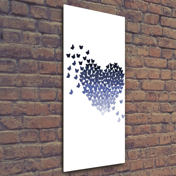 Cuadro decorativo en acrílico brillante vertical Corazón de mariposas