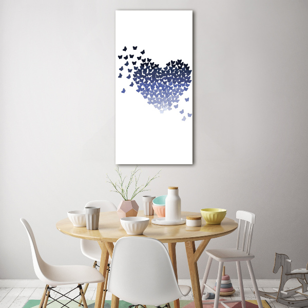 Cuadro decorativo en acrílico brillante vertical Corazón de mariposas