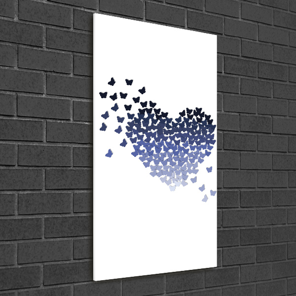 Cuadro decorativo en acrílico brillante vertical Corazón de mariposas