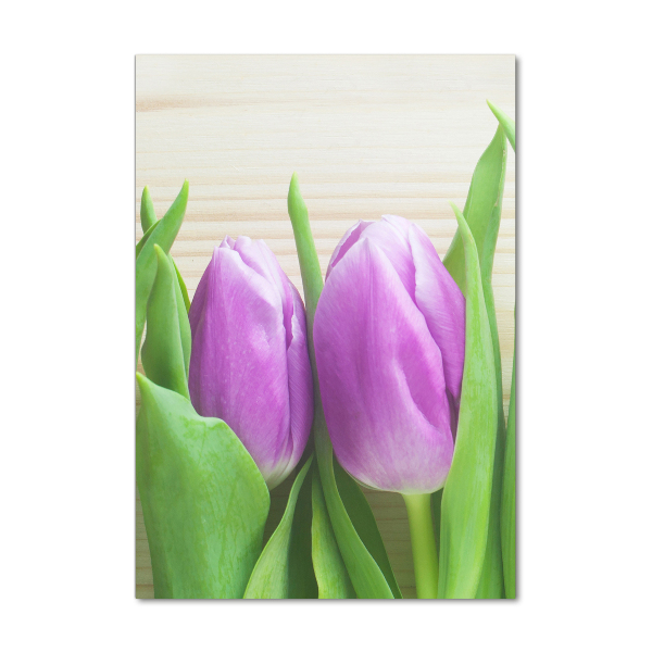 Cuadro de metacrilato vertical tulipanes morados