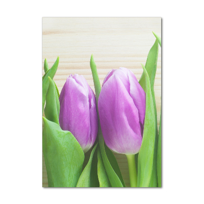 Cuadro de metacrilato vertical tulipanes morados