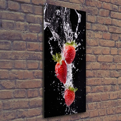 Cuadro decorativo en acrílico brillante vertical fresas