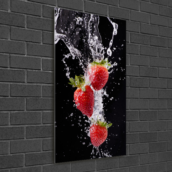 Cuadro decorativo en acrílico brillante vertical fresas