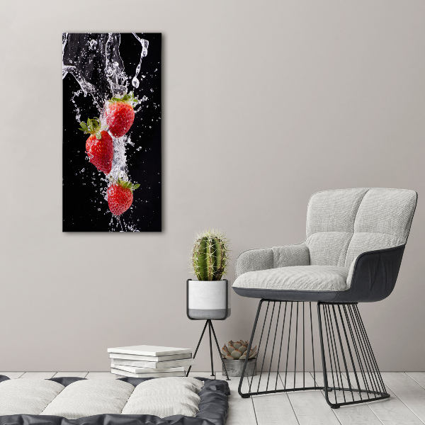 Cuadro decorativo en acrílico brillante vertical fresas