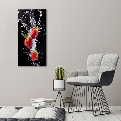 Cuadro decorativo en acrílico brillante vertical fresas