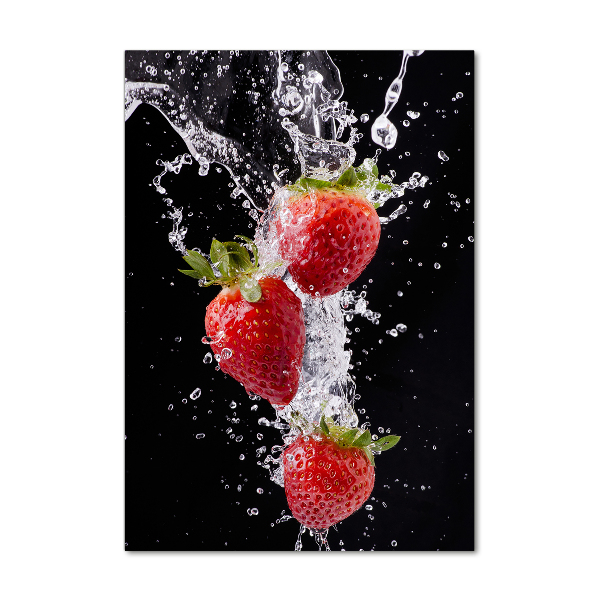 Cuadro decorativo en acrílico brillante vertical fresas