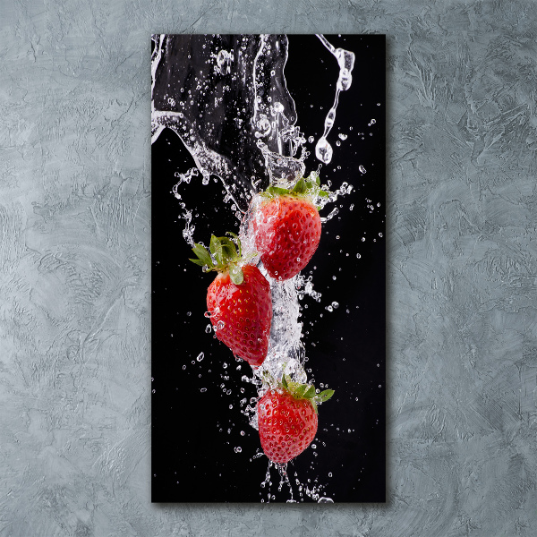 Cuadro decorativo en acrílico brillante vertical fresas