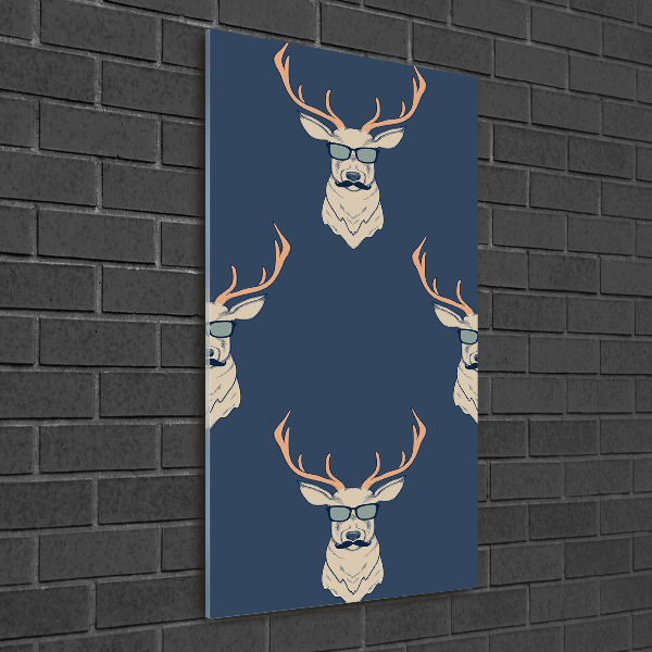 Cuadro de metacrilato moderno efecto cristal vertical Ciervo hipster