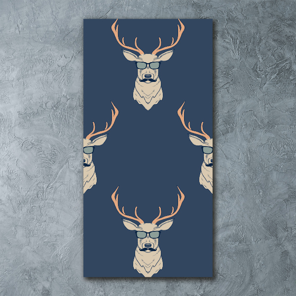 Cuadro de metacrilato moderno efecto cristal vertical Ciervo hipster
