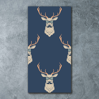 Cuadro de metacrilato moderno efecto cristal vertical Ciervo hipster