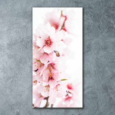 Cuadro decorativo en acrílico brillante vertical flores de almendro