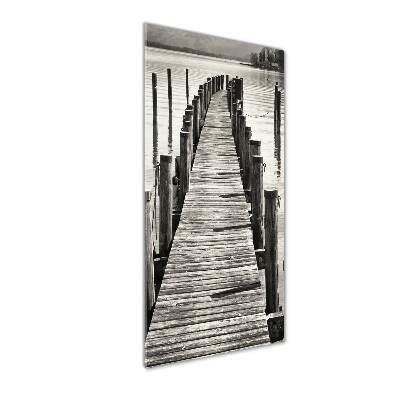 Cuadro de metacrilato moderno efecto cristal vertical Muelle de madera