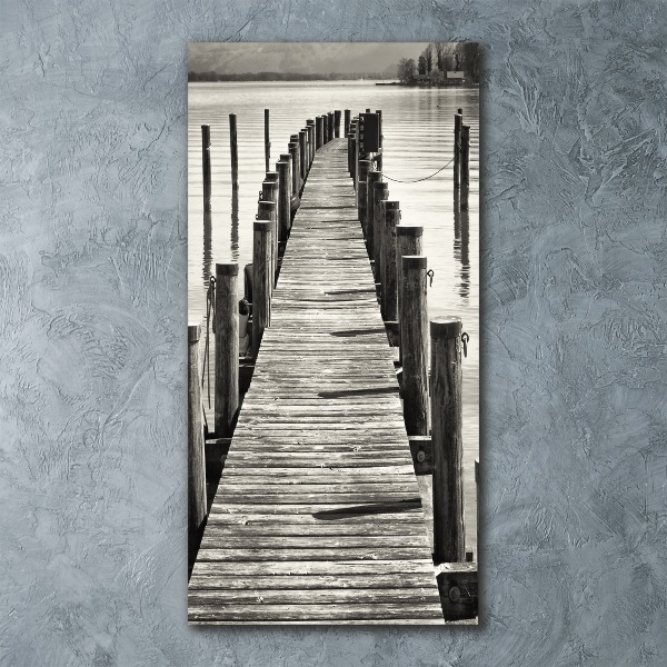 Cuadro de metacrilato moderno efecto cristal vertical Muelle de madera