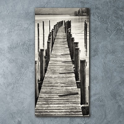 Cuadro de metacrilato moderno efecto cristal vertical Muelle de madera