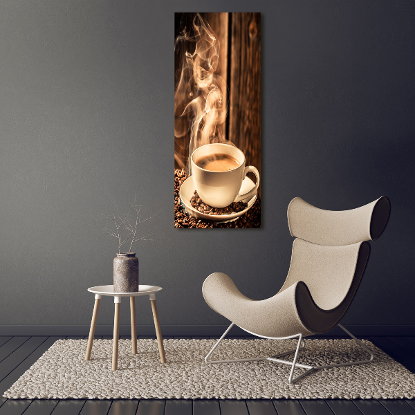 Cuadro de metacrilato moderno efecto cristal vertical Café aromático