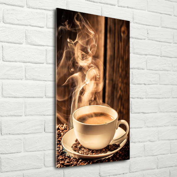 Cuadro de metacrilato moderno efecto cristal vertical Café aromático