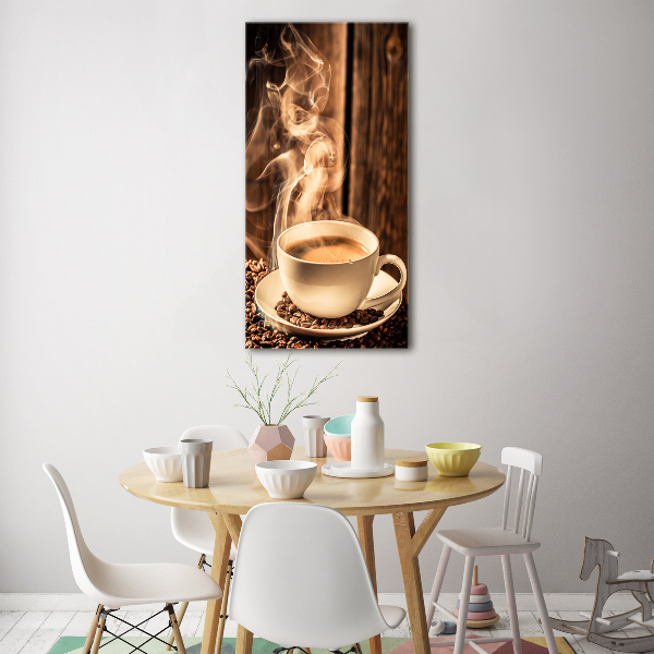 Cuadro de metacrilato moderno efecto cristal vertical Café aromático