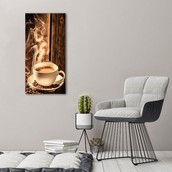 Cuadro de metacrilato moderno efecto cristal vertical Café aromático