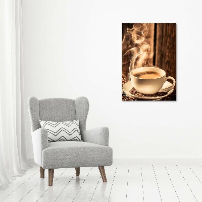 Cuadro de metacrilato moderno efecto cristal vertical Café aromático