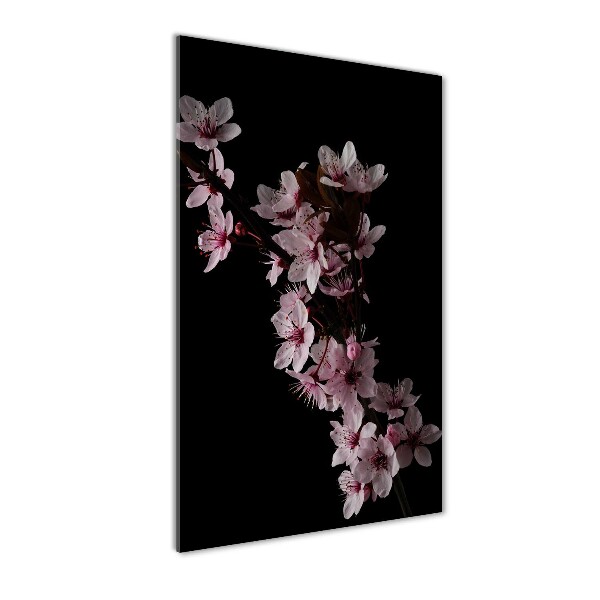Cuadro de metacrilato moderno efecto cristal vertical flores de cerezo