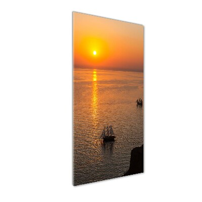 Cuadro de metacrilato moderno efecto cristal vertical Mar al atardecer