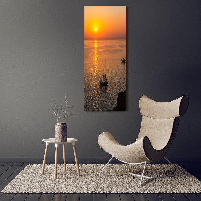 Cuadro de metacrilato moderno efecto cristal vertical Mar al atardecer