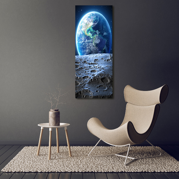 Cuadro de metacrilato moderno efecto cristal vertical Planeta Tierra