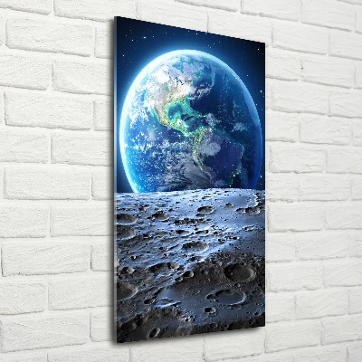Cuadro de metacrilato moderno efecto cristal vertical Planeta Tierra