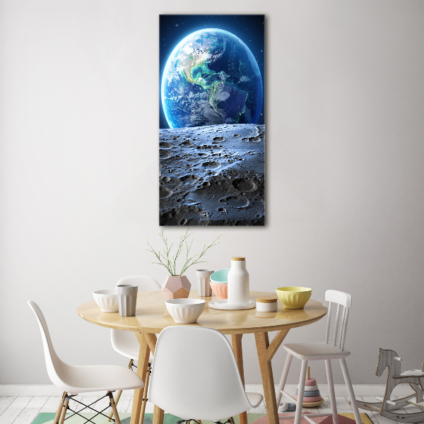 Cuadro de metacrilato moderno efecto cristal vertical Planeta Tierra