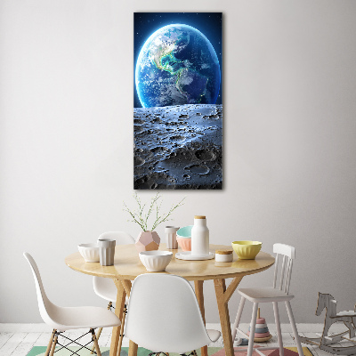 Cuadro de metacrilato moderno efecto cristal vertical Planeta Tierra