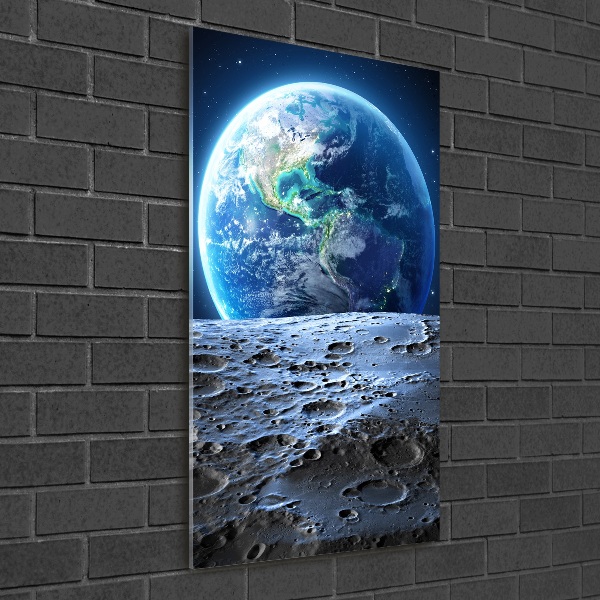 Cuadro de metacrilato moderno efecto cristal vertical Planeta Tierra