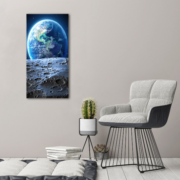 Cuadro de metacrilato moderno efecto cristal vertical Planeta Tierra