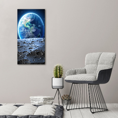 Cuadro de metacrilato moderno efecto cristal vertical Planeta Tierra