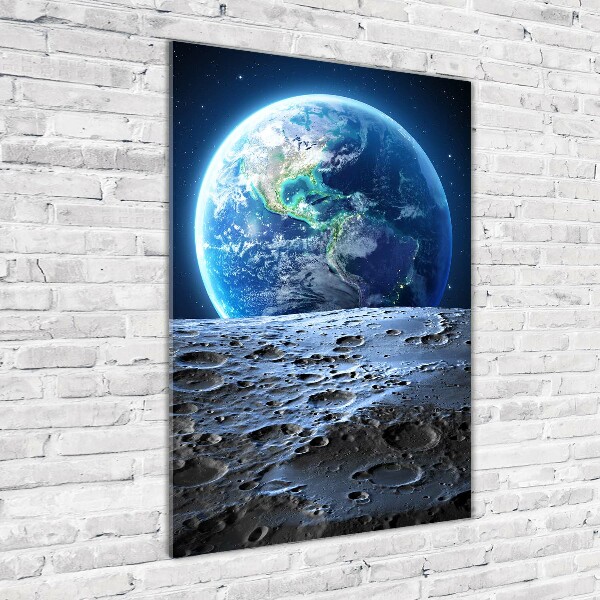 Cuadro de metacrilato moderno efecto cristal vertical Planeta Tierra