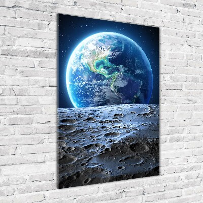 Cuadro de metacrilato moderno efecto cristal vertical Planeta Tierra