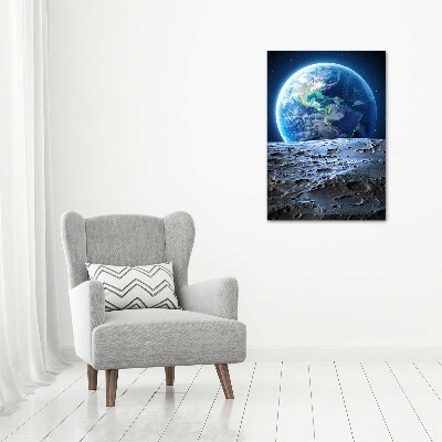 Cuadro de metacrilato moderno efecto cristal vertical Planeta Tierra