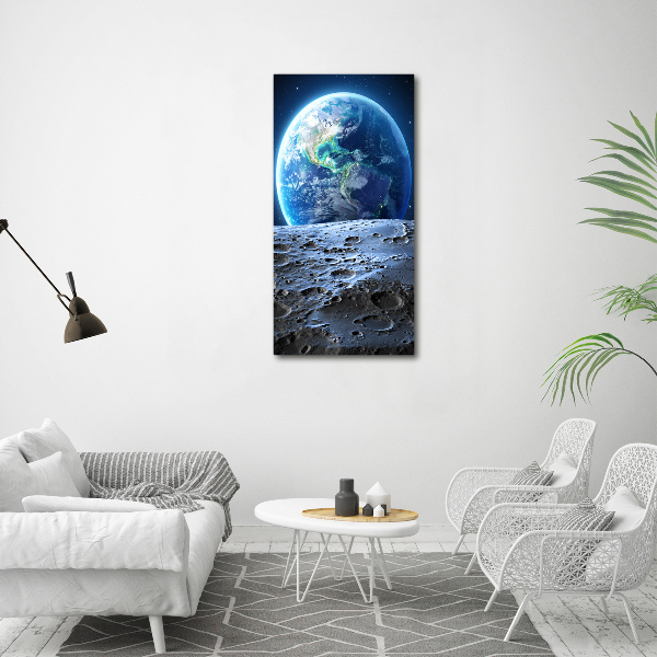 Cuadro de metacrilato moderno efecto cristal vertical Planeta Tierra