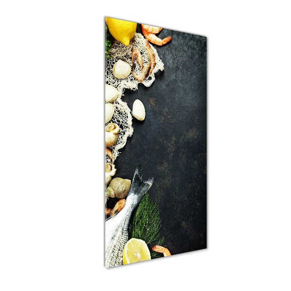 Cuadro de metacrilato moderno efecto cristal vertical Mariscos