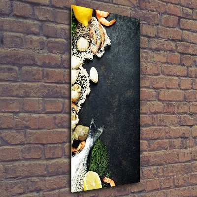 Cuadro de metacrilato moderno efecto cristal vertical Mariscos
