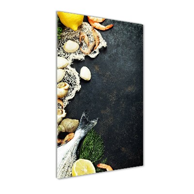 Cuadro de metacrilato moderno efecto cristal vertical Mariscos
