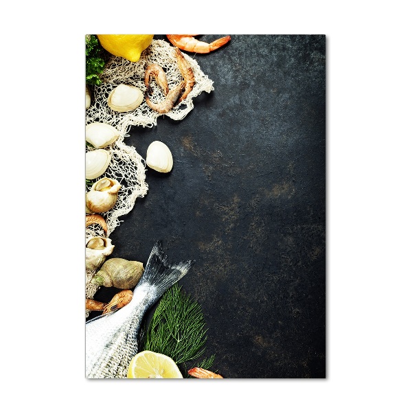 Cuadro de metacrilato moderno efecto cristal vertical Mariscos