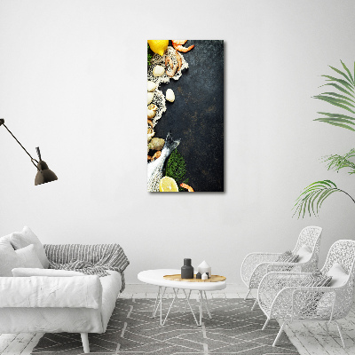 Cuadro de metacrilato moderno efecto cristal vertical Mariscos
