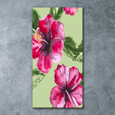 Cuadro de metacrilato moderno efecto cristal vertical flores hawaianas