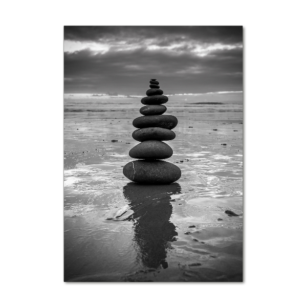 Cuadro decorativo en acrílico brillante vertical Piedras en la playa