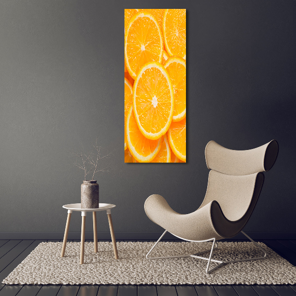 Cuadro de metacrilato moderno efecto cristal vertical rodajas de naranja