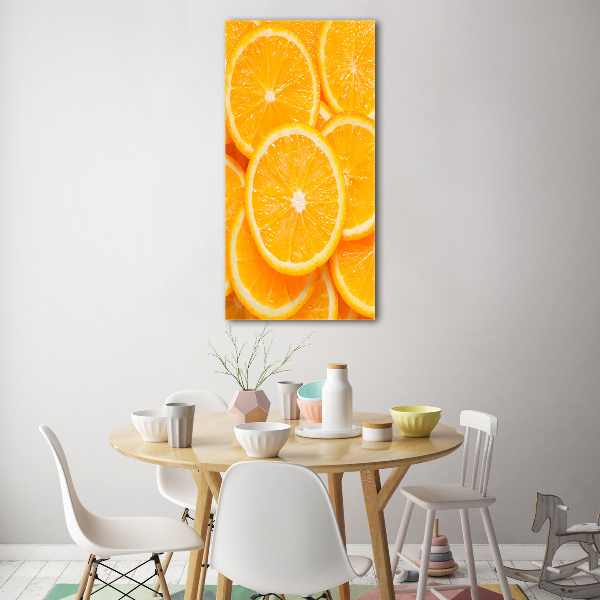 Cuadro de metacrilato moderno efecto cristal vertical rodajas de naranja