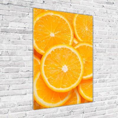 Cuadro de metacrilato moderno efecto cristal vertical rodajas de naranja